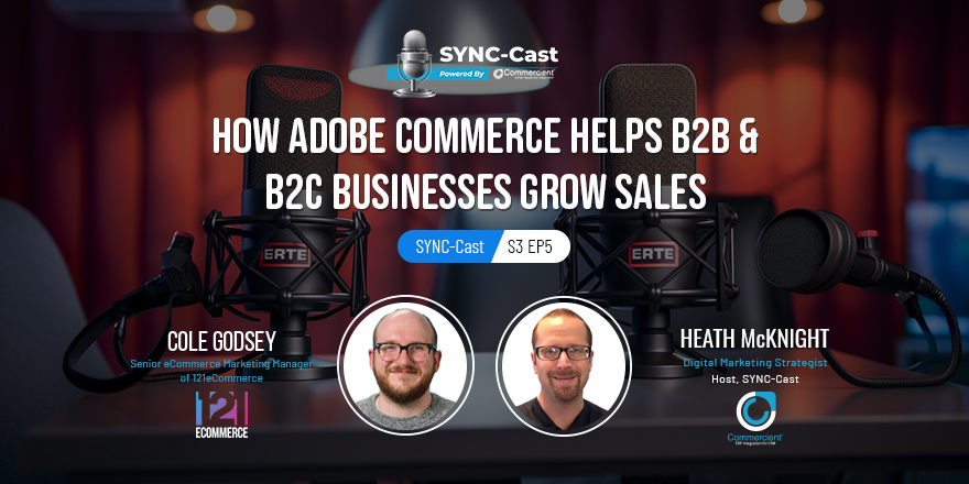 Commercient's tweet photo. Cole Godsey of @121ecommerceLLC discusses eCommerce solutions with @AdobeCommerce on this new episode of SYNC-Cast, Powered by Commercient. Watch now: https://t.co/cCMrttZkmV

#Commercient #CommercientSYNC #Podcast #SYNCCast #ERP #CRM #AdobeCommerce #eCommerce https://t.co/IDF4zy7ImG