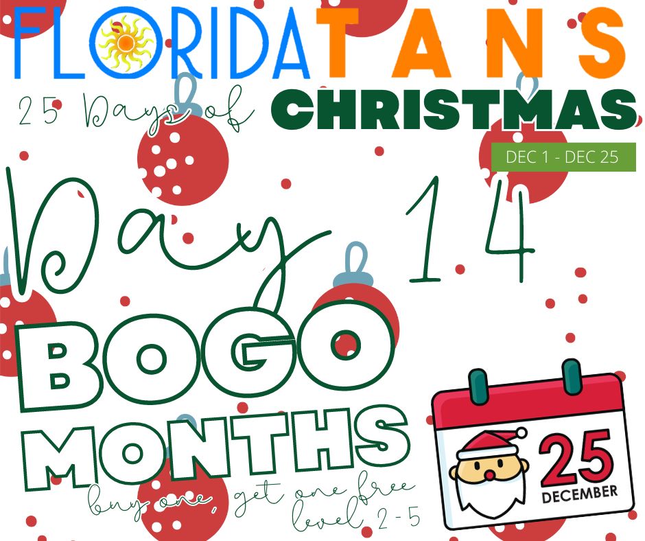 a customer favorite!
DAY #14 DEAL- BOGO MONTHS
in store or online!
GIVEAWAY DAY 14- 1 FREE MONTH! level 3 tans!
MUST SHARE &amp; tag 2 friends to enter to win!

one winner will be chosen tomorrow morning!
