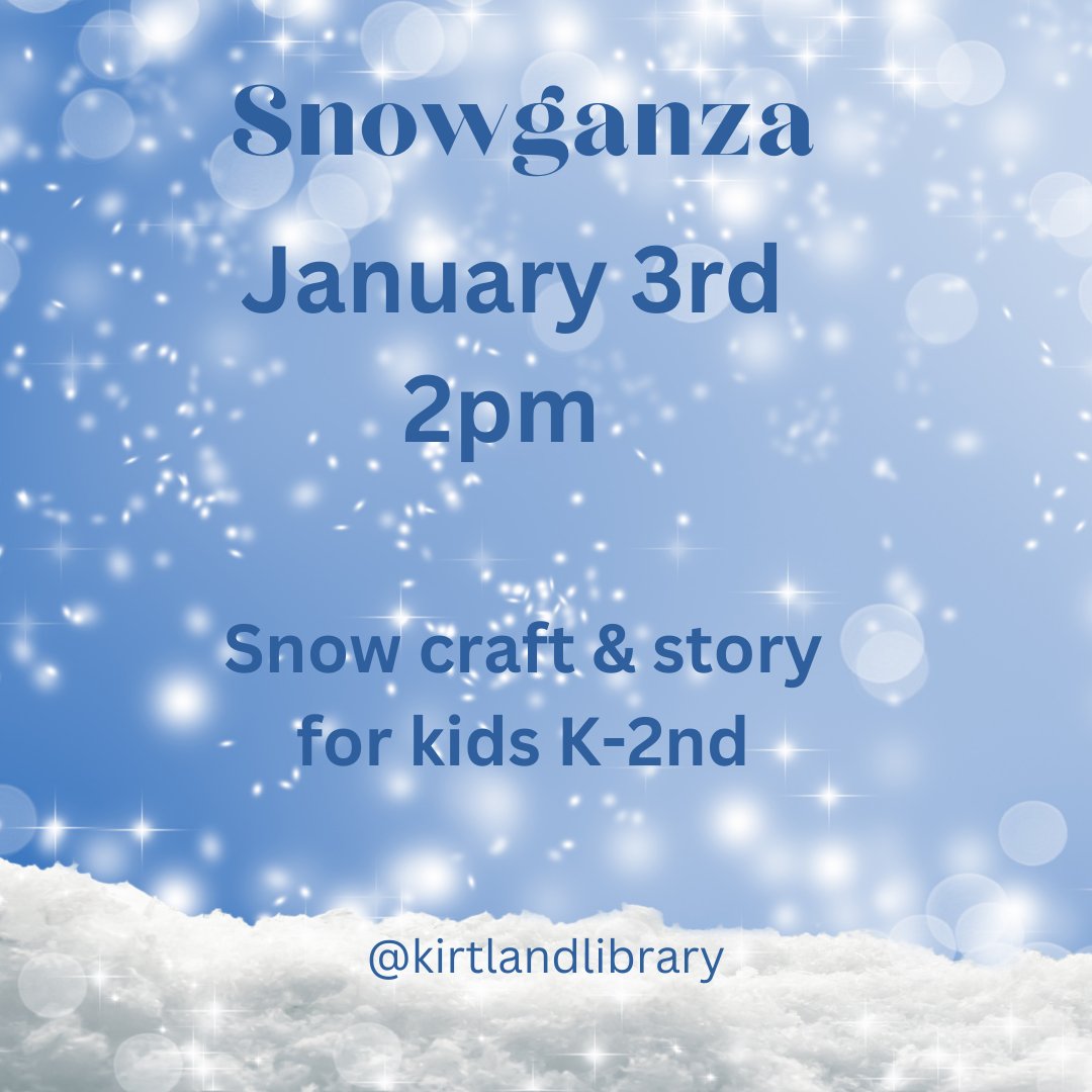 #snow #wintertime #storytime #kidscrafts
#kirtlandlibrary
Sign up here:
kirtland.lib.oh.us/content/snowga…
