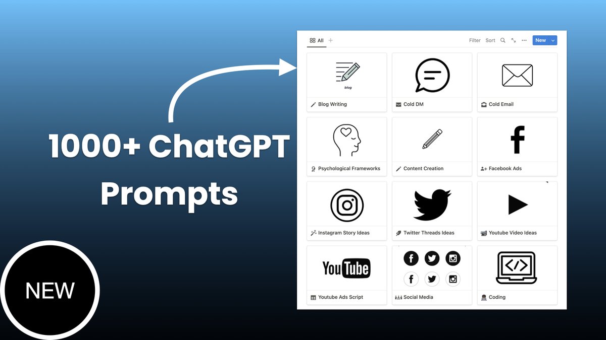 ChatGPT is making work 10x more productive.

I've developed resources of 1000+Mind-Bending ChatGPT prompts.

And I'm giving it for FREE today.

After 24 hours, it will cost $50.

To get it:
1. Like
2. Retweet
3. Comment 'Send'

I'll DM the link for FREE.

(Must be following me)