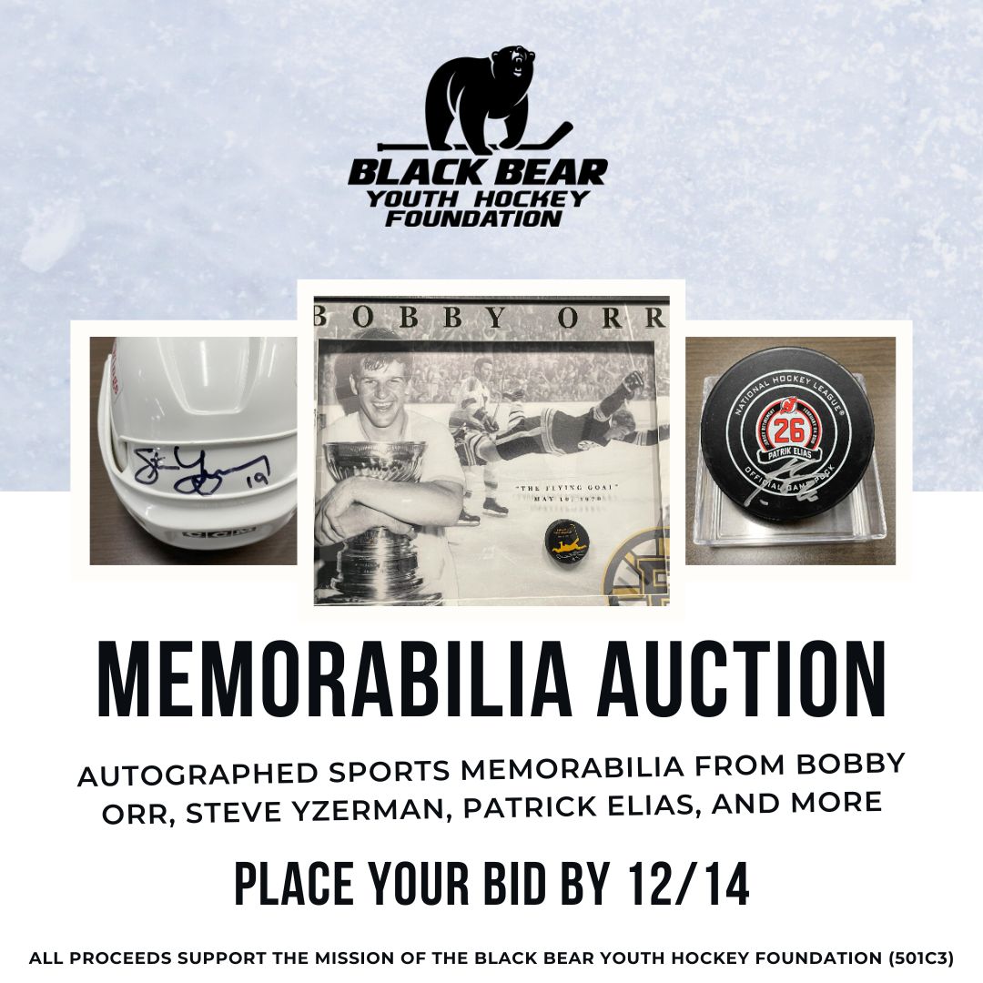 🚨 FINAL CALL for sports enthusiasts! Don't miss your last chance to bid on autographed memorabilia from legends like Bobby Orr, Steve Yzerman, Patrick Elias, and more!

fans.winwithdash.com/event/656dfd27…

All proceeds support the mission of Black Bear Youth Hockey Foundation (501c3)