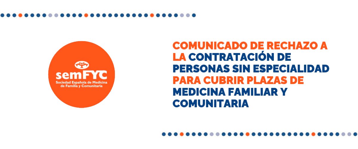 📢​#COMUNICADO de rechazo a la contratación de personas sin especialidad para cubrir las plazas de Medicina Familiar y Comunitaria

semfyc.es/comunicado-de-…

#Yomédicodefamilia
#Yomédicadefamilia