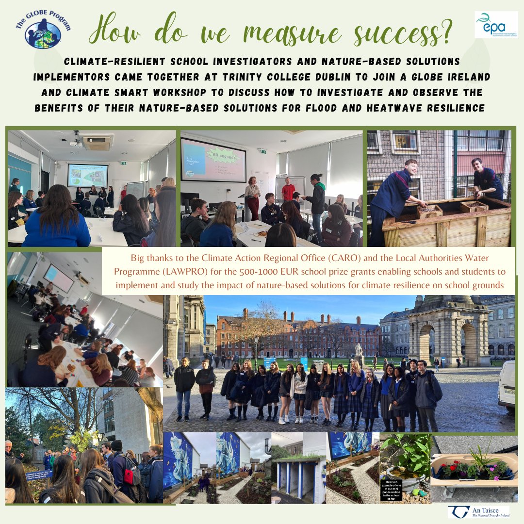 GLOBE Ireland (@globeireland) on Twitter photo Yesterday students and teachers from 9 nature-based solutions implementing schools met <a href="/tcddublin/">Trinity College Dublin</a> to discuss how to investigate the benefits of NBS solutions for climate resilience.
Thanks, John Stack <a href="/DubCityCouncil/">Dublin City Council</a>, <a href="/climatesmart_ie/">Climate-Smart Project</a>, and TCD's David Hackett for expertise! Yesterday students and teachers from 9 nature-based solutions implementing schools met <a href="/tcddublin/">Trinity College Dublin</a> to discuss how to investigate the benefits of NBS solutions for climate resilience.
Thanks, John Stack <a href="/DubCityCouncil/">Dublin City Council</a>, <a href="/climatesmart_ie/">Climate-Smart Project</a>, and TCD's David Hackett for expertise!