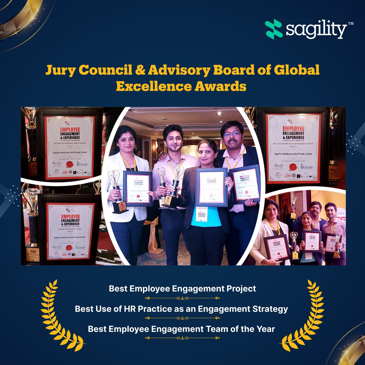 SagilityHealth's tweet photo. We are delighted to announce that Sagility's India HR Team has been honored with three prestigious awards by the Jury Council &amp; Advisory Board of Global Excellence Awards.

#Sagility #SOARWithSagility #GlobalExcellenceAwards #HRAwards #HRRecognition #SagilityIndia #India https://t.co/dtcE7ujXdX