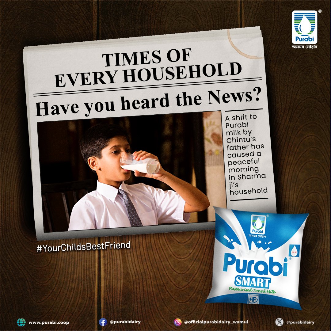 purabidairy's tweet photo. Fuel their dreams with the natural goodness of pure milk, a parent's choice for a healthy future.
#purabidairy #purabimilk #dairyindustry #wamul #assam #yourchildsbestfriend https://t.co/SqhMWyHrHq
