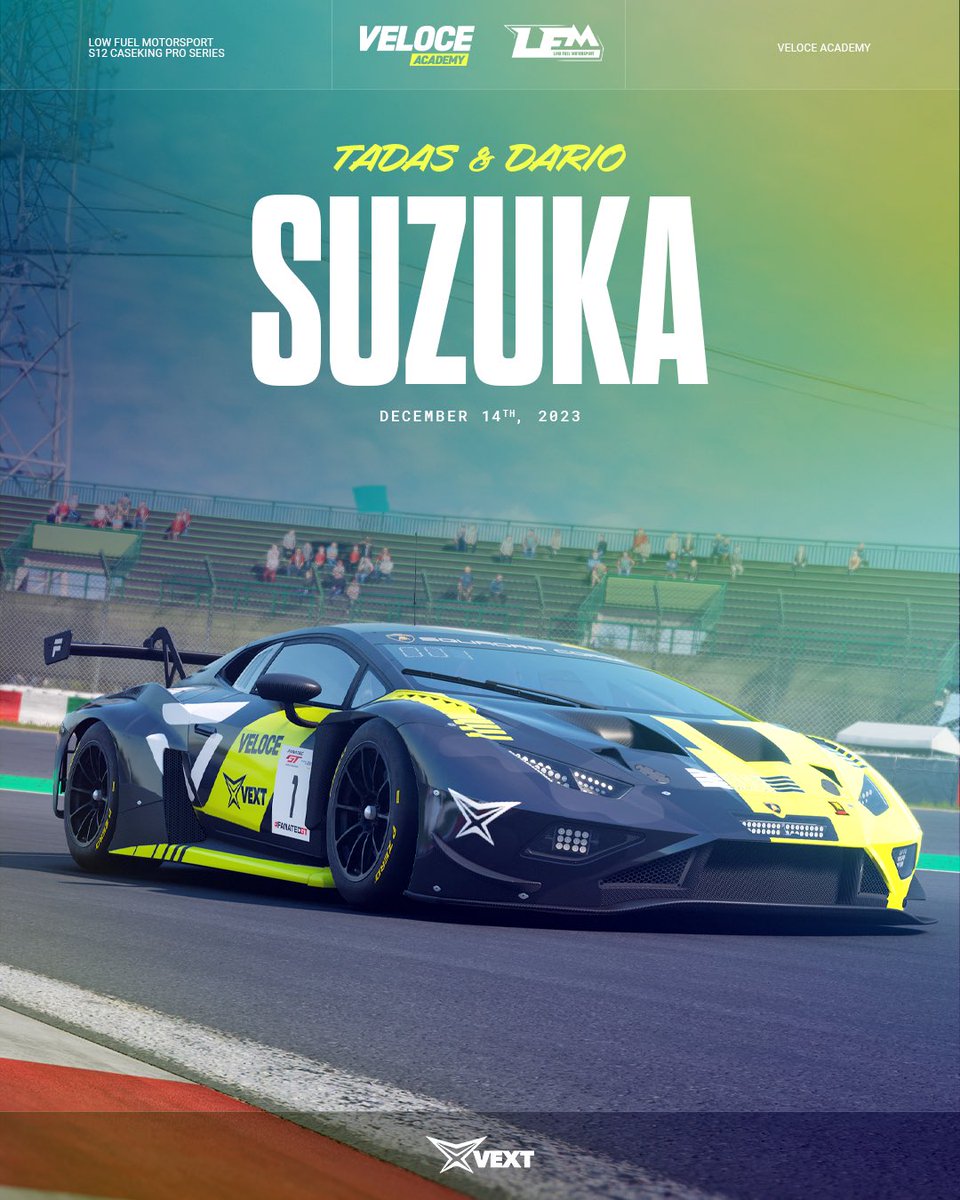 Veloce Academy (@veloceacademy) on Twitter photo RACEDAY | <a href="/LFMotorsport/">Low Fuel Motorsport</a> 🇯🇵
Tonight we head to Suzuka for the tenth round of the Caseking Pro Series! 👊
Tadas Juknevicius & Dario Iemmulo will be making an appearance tonight. 💪
Best of luck boys! 💚
#VivaVeloce RACEDAY | <a href="/LFMotorsport/">Low Fuel Motorsport</a> 🇯🇵
Tonight we head to Suzuka for the tenth round of the Caseking Pro Series! 👊
Tadas Juknevicius & Dario Iemmulo will be making an appearance tonight. 💪
Best of luck boys! 💚
#VivaVeloce