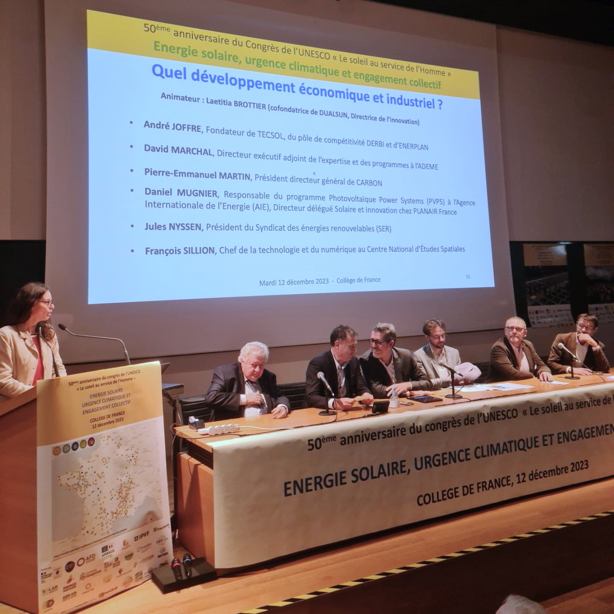 carbon_PV's tweet photo. Le président de CARBON a eu le plaisir de participer mardi à une table ronde à l'occasion de la journée d'études intitulée "Energie solaire, Urgence Climatique et Engagement Collectif". Elle commémorait le 50e anniversaire du Congrès de l'UNESCO "Le soleil au service de l'Homme". https://t.co/xCZ4k5Xqbw