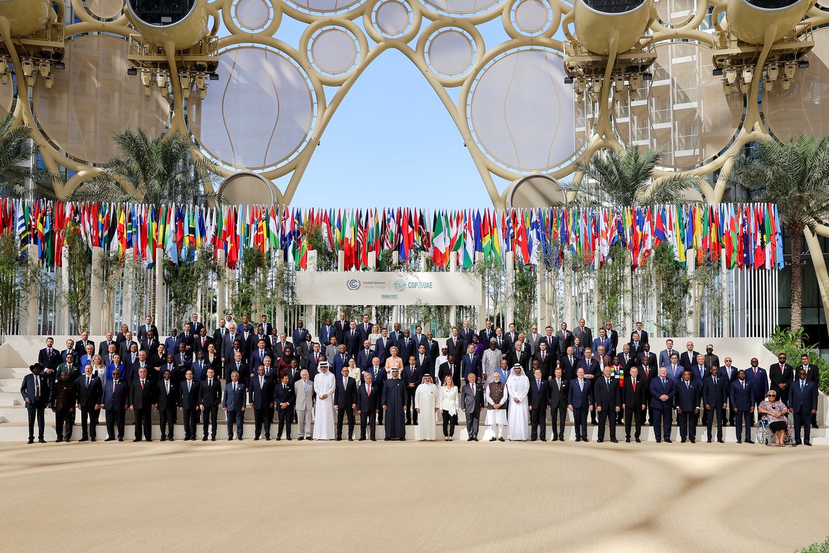 TawazunCouncil's tweet photo. We congratulate our wise leadership on the great success of @COP28_UAE, which was concluded in the UAE. World leaders gathered to discuss climate policies and take concrete steps to mitigate the effects of climate change. May the #UAE continue to be a light of peace, security, and tolerance, as well as a global leader in the fight against climate change.