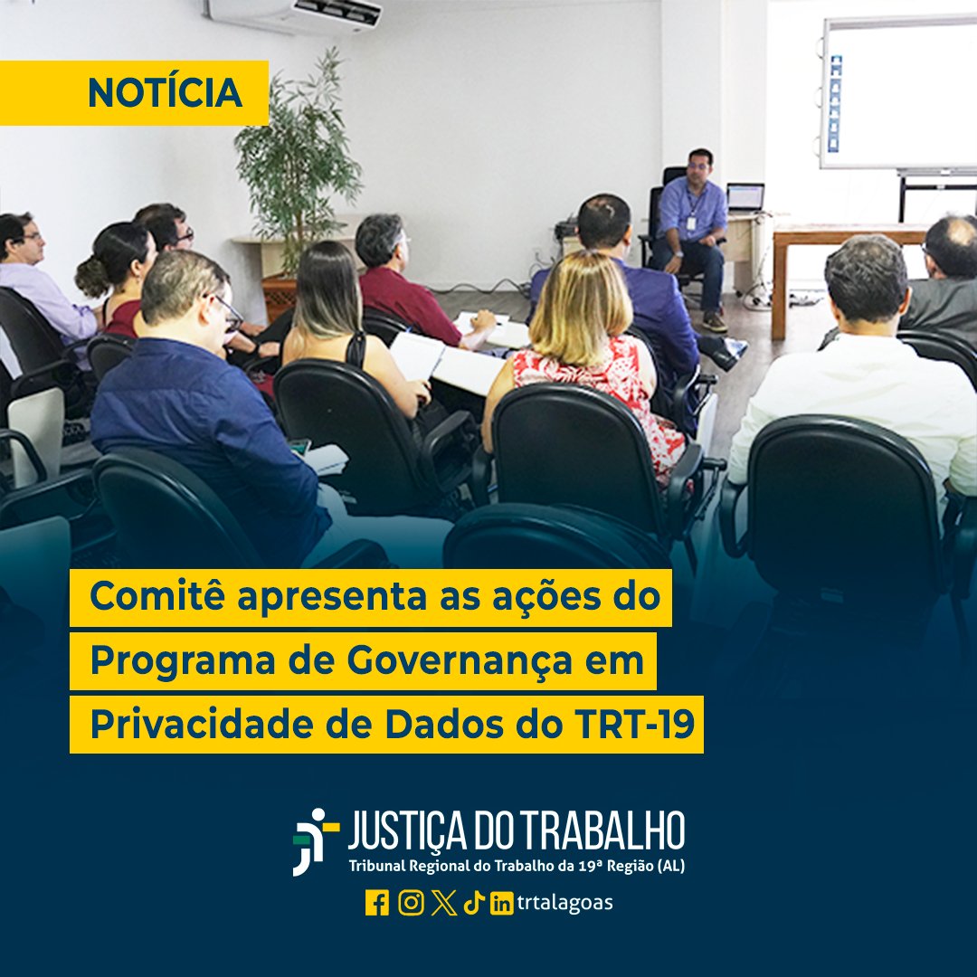 TRTAlagoas's tweet image. Na reunião, foi detalhado todo o cronograma das ações propostas para o ano de 2024 e definidos os prazos e responsabilidades de cada Unidade

🖥️ LEIA A MATÉRIA: site.trt19.jus.br/portalTRT19/no…

#PrivacidadeDeDados #LGPD #JustiçaDoTrabalho #TRT19 #TRTAlagoas #TRTAcessível #PraCegoVer