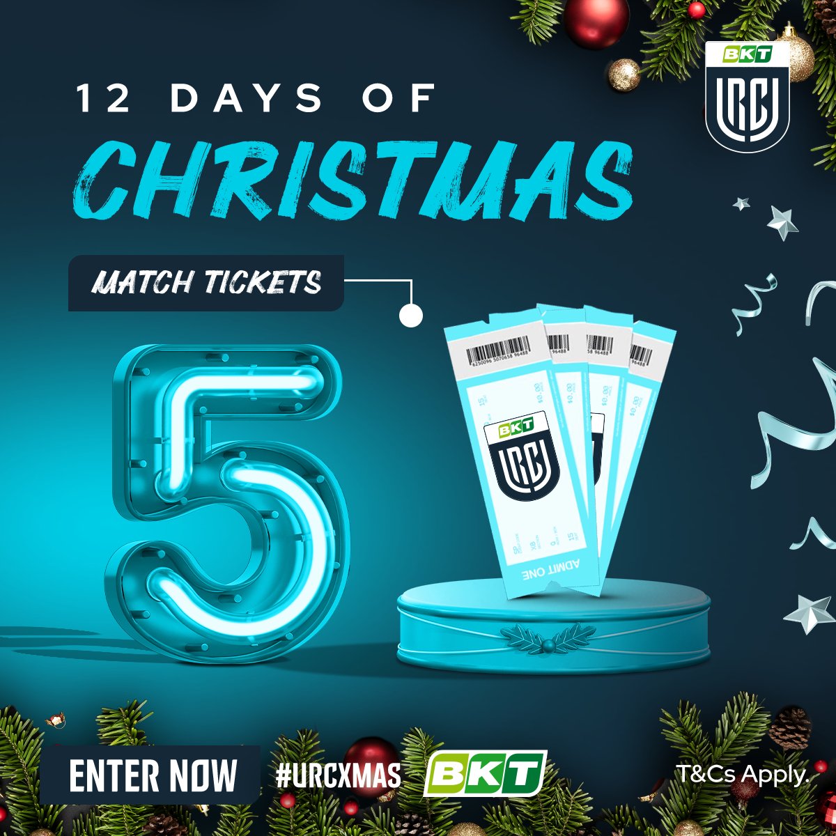 URCOfficial's tweet photo. 🎁 Win 10 Pairs of Match Tickets courtesy of @BKTTires 🎁

Follow @BKTTires &amp; comment below which BKT URC game (RD10-18) you would like to attend 👇

Head back to our channels at 4pm GMT tomorrow for our next prize reveal 👀

#BKTURC #URC | #URCXMAS | T&amp;Cs apply. https://t.co/fIWNGvDWBJ