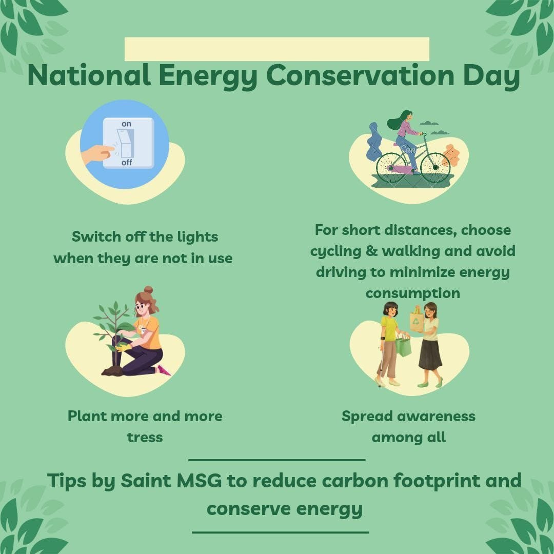 Today is #NationalEnergyConservationDay. And we can save energy by following Saint MSG tips. Dera Sacha Sauda