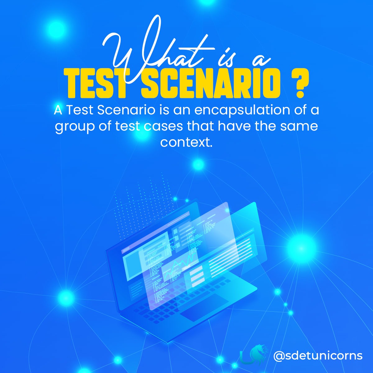 sdetunicorns's tweet image. A Test Scenario is an encapsulation of a group of test cases that have the same context.
#QAAutomation #CodeQualityMatters #ContinuousTesting #TestingExcellence #SoftwareTesting #AutomateToElevate #ScriptedSuccess #BugFreeJourney #TestingMastery