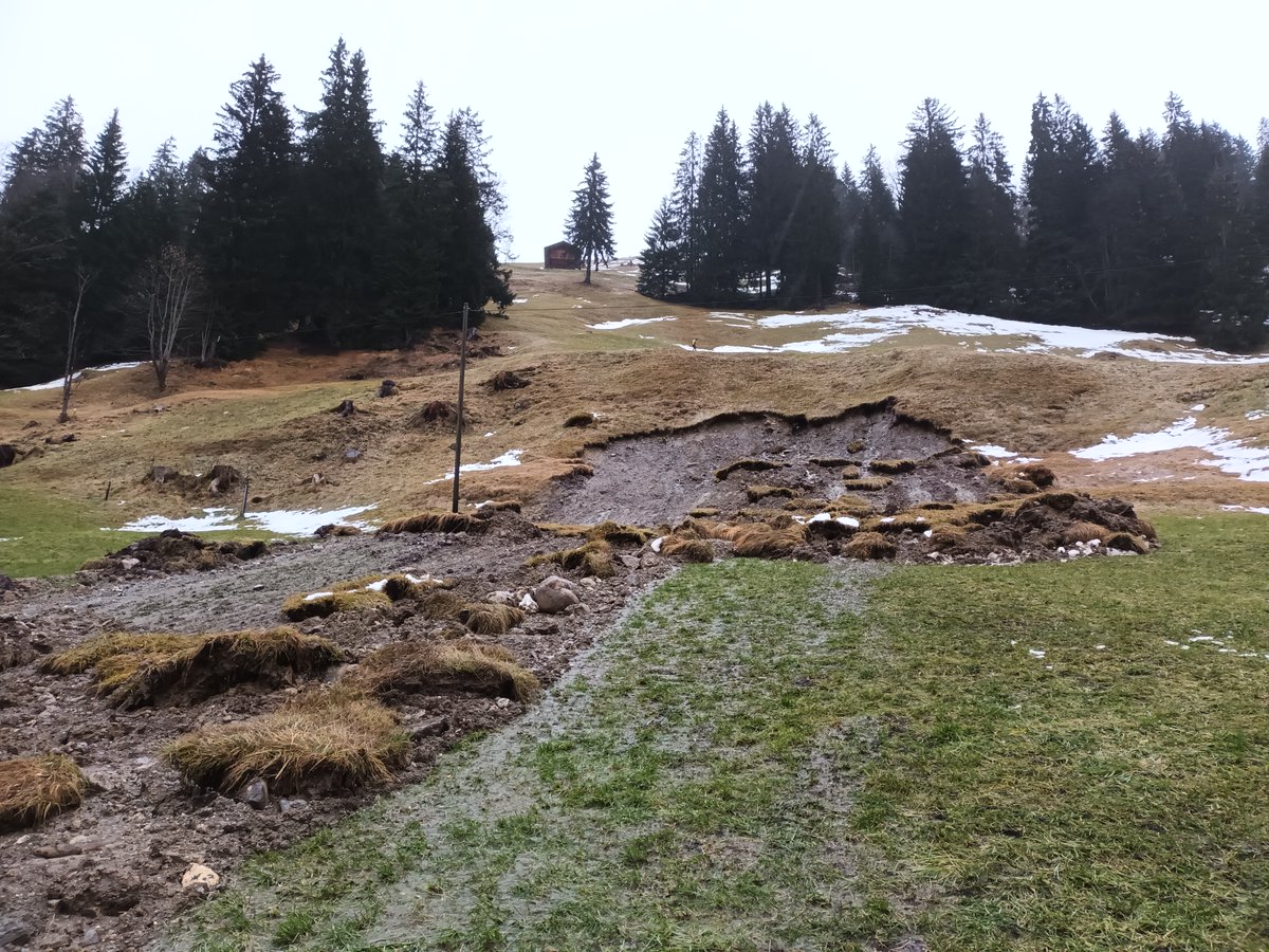 nilshaehlen's tweet photo. The heavy rainfall, together with intense snowmelt, has led to a critical flood situation and numerous landslides and rockfalls in the canton of Bern. These events are documented in the event register, as this is an important basis for reliable hazard assessments. https://t.co/RRNBVGBVXI