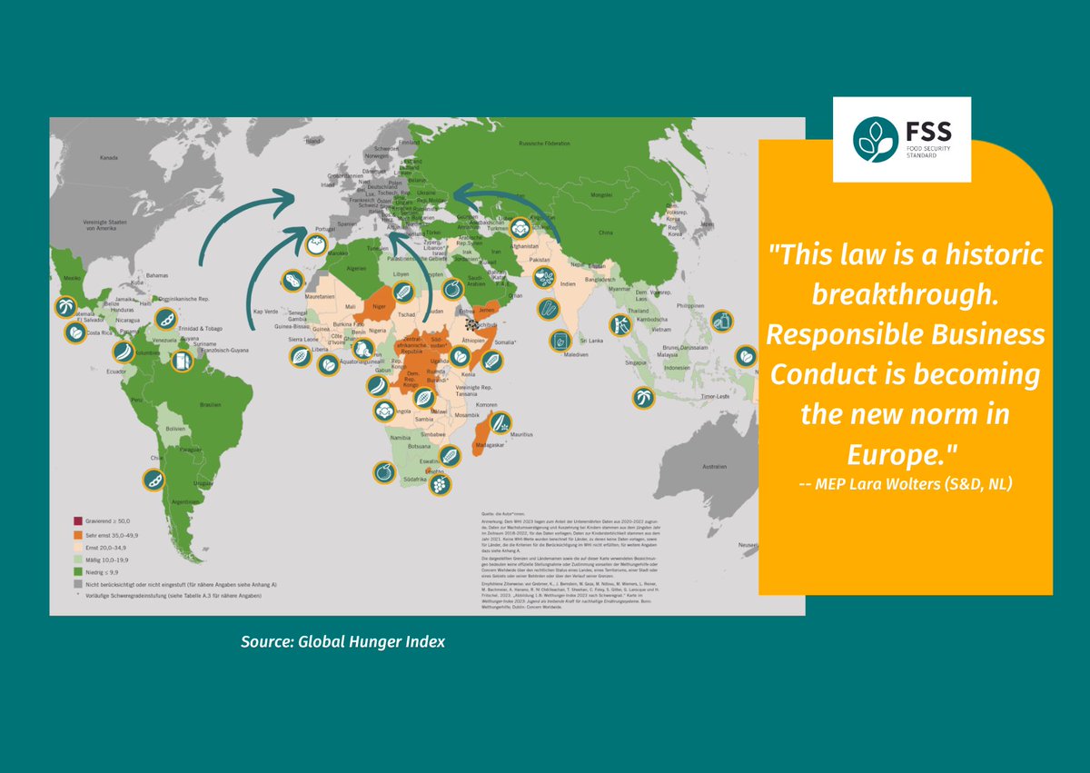 FoodSecStandard's tweet photo. 🌐👩🏼‍🌾💼The EU Council and @Europarl_EN negotiators agreed on Corporate Sustainability Due Diligence Directive (#CSDDD). This groundbreaking directive sets obligations for large companies to ensure the protection of human rights like the right to adequate food and the environment. https://t.co/uYkATqPBpN
