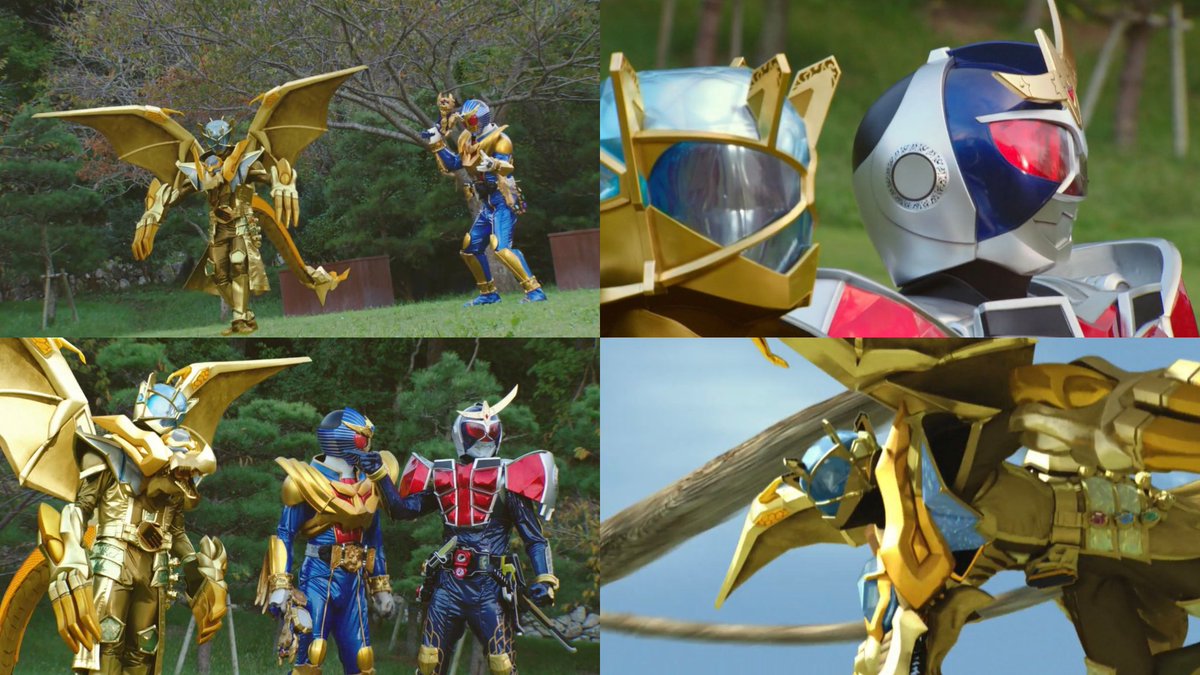 Kamen Rider × Kamen Rider Gaim \u0026 Wizard: The Fateful Sengoku Movie Battle  (2013) Suit: Kamen Rider Gaim Wizard Arms / Kamen Rider Wizard Infinity  Gold Dragon Style / Kamen Rider Beast Hyper Mantle, image size:1200x675