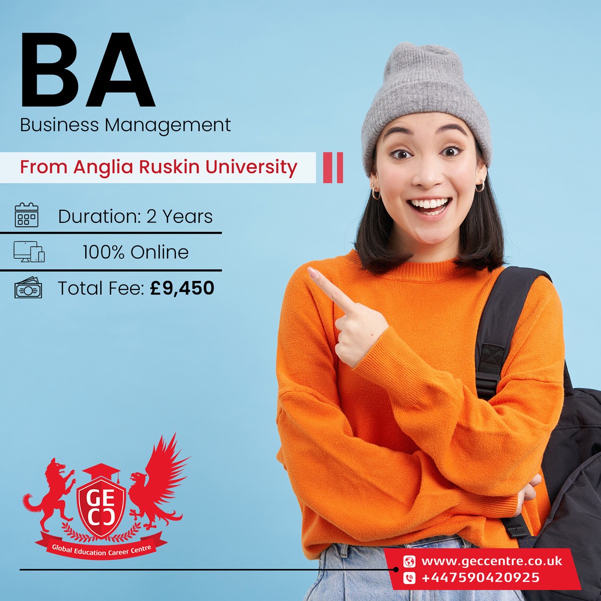 geccentre's tweet photo. Business Management from Anglia Ruskin University

Duration: 2 Years
100% Online
Total Fee: £9,450

Contact Us:
🔗 https://t.co/pYmJ6iz0T4

#AngliaRuskinUniversity #businessmanager #business #BachelorofArts #ONLINEBA #onlineeducation #onlinecertificate #education #geccentre https://t.co/TaMgVD7Ocz