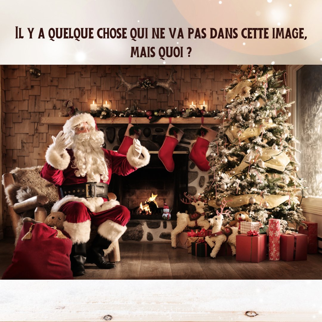 [ CALENDRIER DE L'AVENT JOUR 14 ] 🫣

Il y a quelque chose qui cloche sur cette image ! Mais saurez-vous trouver quoi ? 🤔

#noël #calendrierdelavent #jeu