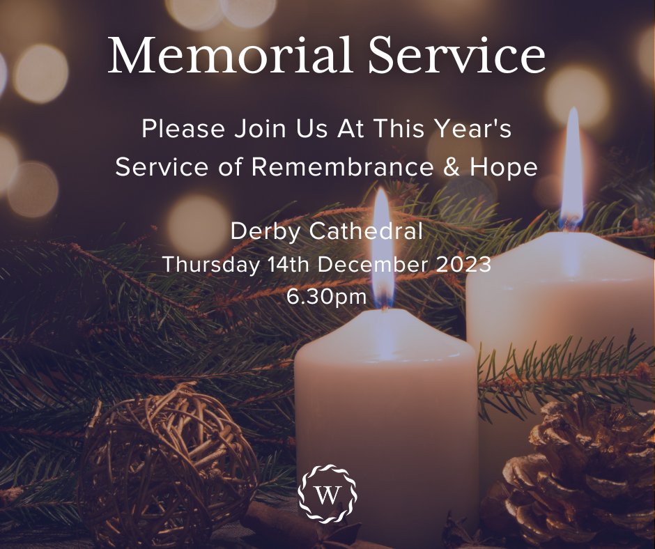Our Annual Service of Remembrance and Hope will take place at @derbycathedral 6.30pm tonight. Everyone is welcome to remember loved ones at Christmas. Donations from the service will go towards Marie Curie UK who provides incredible care and support for many of our families.