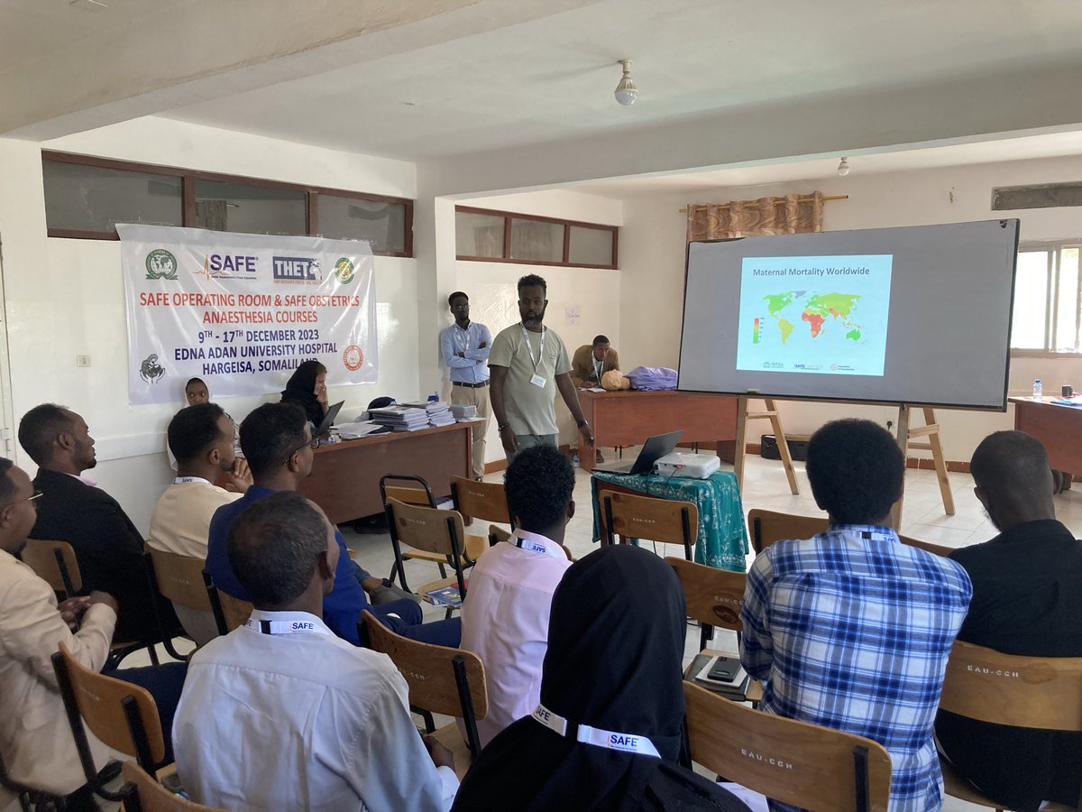 wfsaorg's tweet photo. #SAFE obstetric #anaesthesia course Somaliland 2023 is off and running ! 22 #anesthesia professionals and students from across the country learning practical knowledge and skills taught by local and international faculty. 
@SAFE_courses @Assoc_Anaes @THETlinks https://t.co/YcexhV0FLF