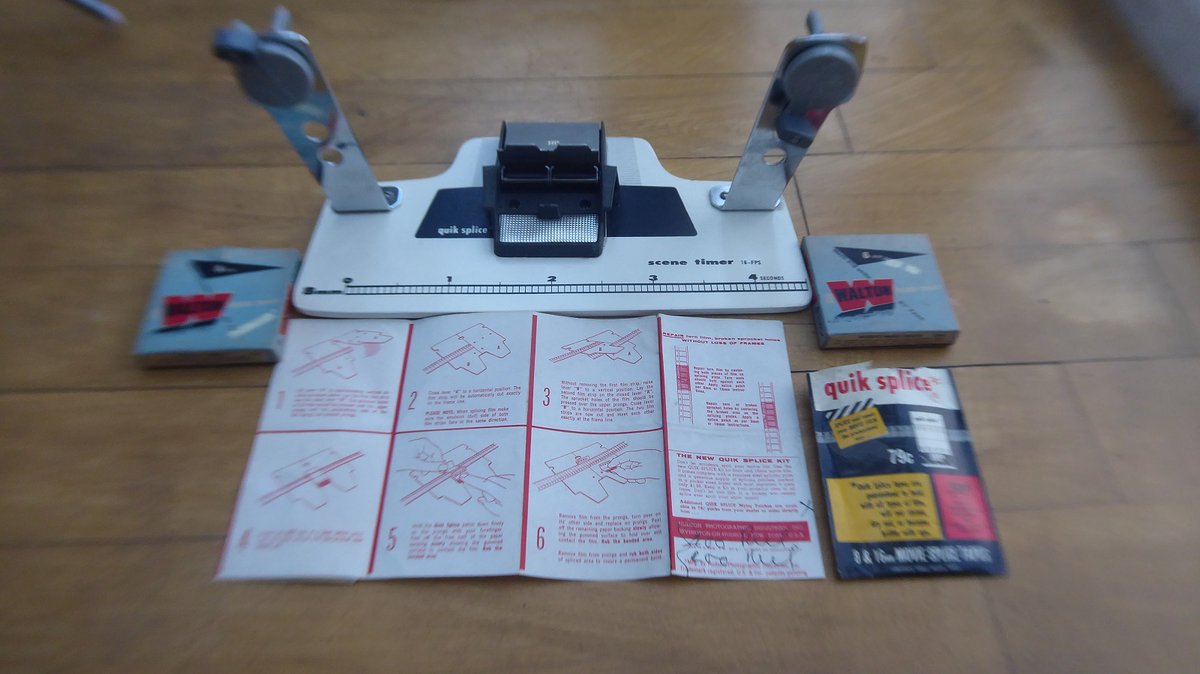 UnicornUnbound's tweet photo. A donation of equipment from a customer whose cine films I'm digitising. Interestingly, the splicer has a gauge with the recommended FPS (Frames Per Second) rate for Standard 8 film. But that's purely theoretical, as there are a fair few, quirky variables! #digitsation #archives https://t.co/v5V4E1LIsc
