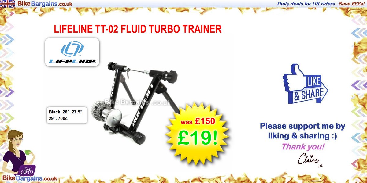 CycleBargains's tweet photo. £19 LifeLine Fluid Turbo Trainer (was £150!) 🚲
 
🔥 https://t.co/OfMZEeJPJp ⬅ 

📝 Black, 26″, 27.5″, 29″, 700c (RRP £150!)

Thanks x 😃 https://t.co/Q4pGdhFI8D