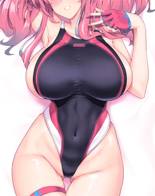 オモテ面のお気に入りは当社比だいぶ盛ったおっぱいですね 競泳水着からはみ出てるんですが、それは…