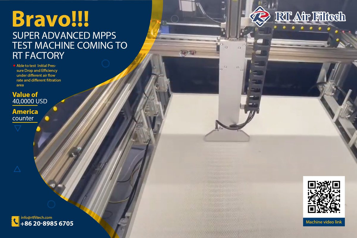 FiltechRt's tweet image. RT NEW TEST MACHINE FOR HEPA FILTER IS COMING!
Fully automatic MPPS test machine can highly ensure every RT HEPA filter is 100% qualified!
Consider one more supplier? Contact me!
sales03@rtfiltech.com
+86 139 22333871
#MPPS #HEPAfilter #EN1822 #ISO16890  #AAF #CAMFIL #RT
