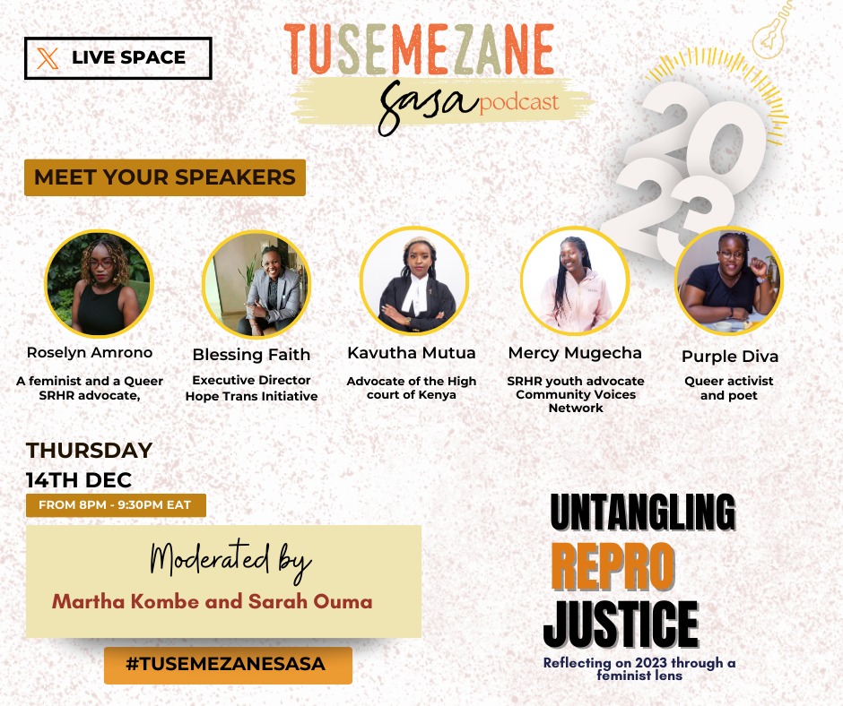 TusemezaneSasa's tweet photo. Meet your speakers, who will be joining us to untangle the reflective session on Reproductive health Justice through a feminist lens 2023.

📆 Today! 

Set that reminder 
📍https://t.co/I3Q4IA8rxR

And if you have not listen to our podcast do so here: 
🔗https://t.co/8AMGsH2SXz https://t.co/xIJVelZ3in