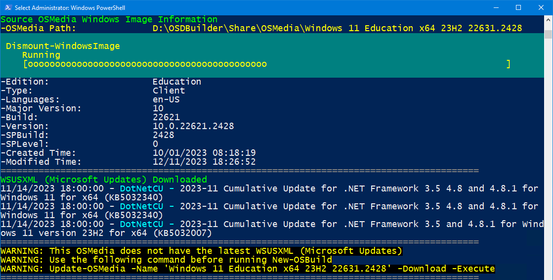manelrodero's tweet image. Today I installed #OSD 23.12.13.1 expecting to find Windows 11 23H2 Build 2861.
But either it is not or #OSDBuilder 23.2.21.1 is not able to use the new format of the updates.
@SeguraOSD & @gwblok, what do you think?
Thanks.