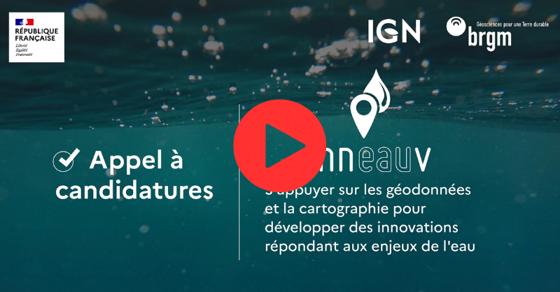 IGNFrance's tweet photo. 📣J-1 avant l’ouverture de la consultation #Inneauv ! Lancé par l'IGN & le @BRGM_fr, cet appel à candidatures vise à soutenir les solutions innovantes répondant aux grands enjeux de l’#eau 💧📍
📺En savoir + avec le replay de la soirée de présentation ▶️