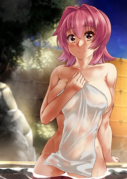 鬼怒と一緒に露天風呂C103新刊「鬼怒と新婚旅行のお話」表紙絵になります 