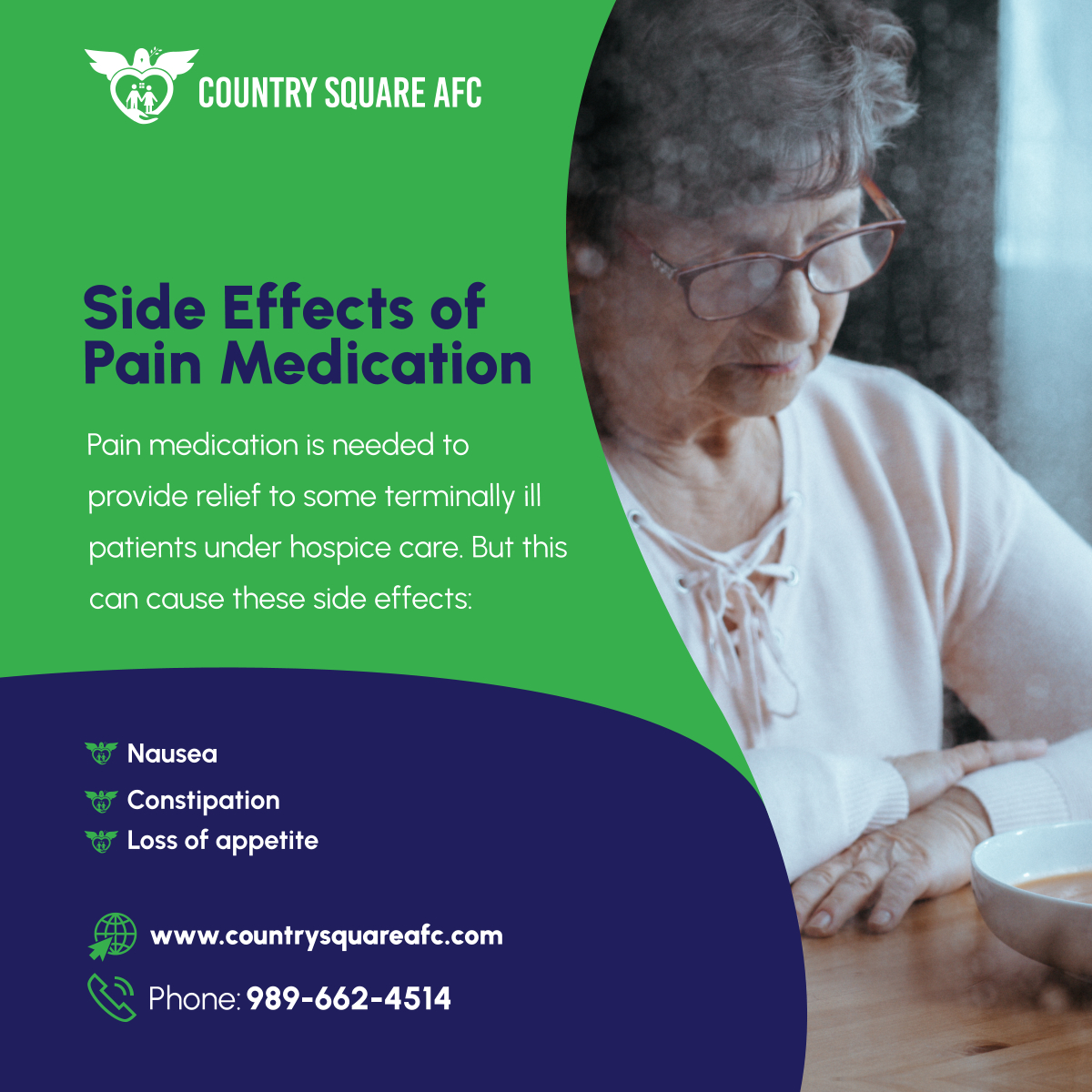 Pain management is an important part of hospice care. Caregivers also take care of patients if ever they experience the side effects of their medications.

#AssistedLivingFacility #AuburnMI #PainMedication #HospiceCare