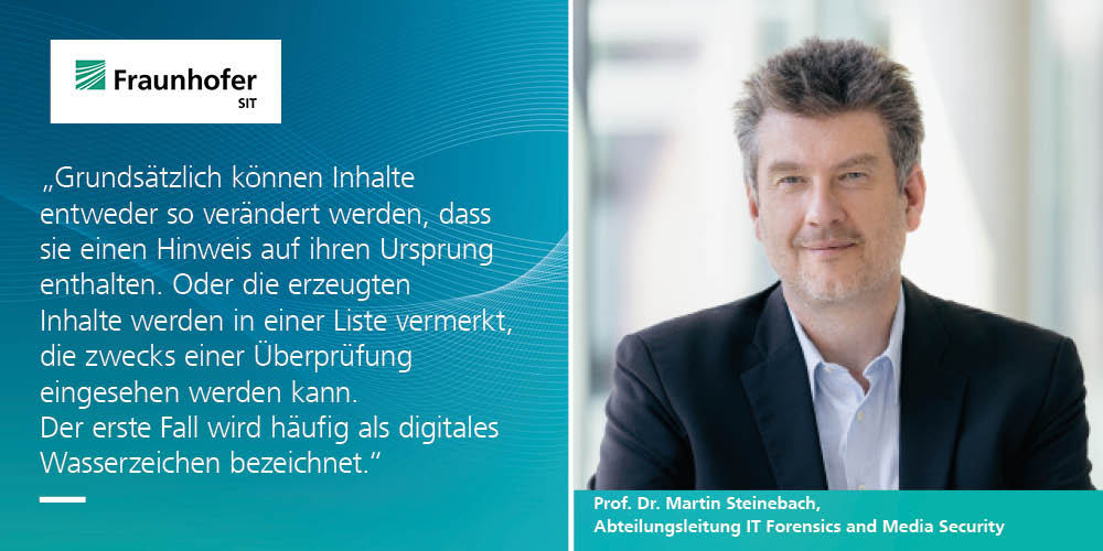 FraunhoferSIT's tweet photo. Erkennen wir echt vs. #KI-generierte Inhalte? Der Artikel von Prof. Martin Steinebach im @Tagesspiegel @TspBackgroundCS diskutiert Ansätze wie digitale #Wasserzeichen, Wettstreit zwischen Sicherheitsmechanismen und Angreifenden.
👉 https://t.co/Cba8RqlrnW
#ChatGPT #Midjourney https://t.co/FtPBQaFr7u