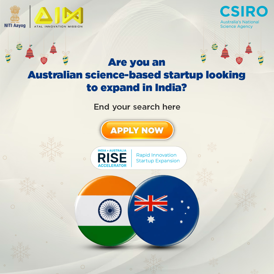 Calling all Australian science-based startups in the circular economy - turn your dreams into reality with the RISE Accelerator programme in India. Apply now - riseaccelerator.org and let your innovation shine globally! 🌏Unwrap the gift of opportunity this holiday season! 🎁