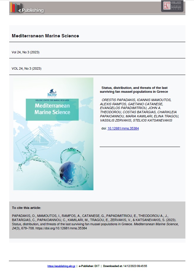 Just published: Our @MeditMarSci paper on the status of the last surviving fan mussel (#pinnanobilis) populations in Greece, conducted in the framework of the LIFE PINNARCA (@LPinnarca) project. Funded by @LIFEprogramme. @SKatsanevakis ejournals.epublishing.ekt.gr/index.php/hcmr…