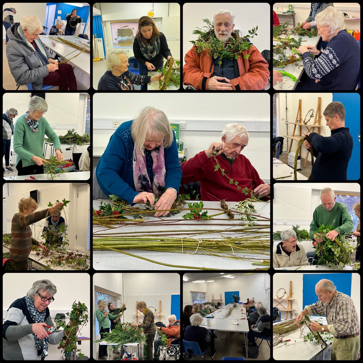 Diolch @Crefft_Rhuthun am y gweithdy Nadoligaidd, roedd criw Ymgolli Mewn Celf wrth eu boddau #LlesCreadigol #BywYnDdaHefoDementia - Thank you @Ruthin_Crafts for your Christmas wreath workshop, our Lost in Art gang loved it! #CreativeWellbeing #LivingWellWithDementia