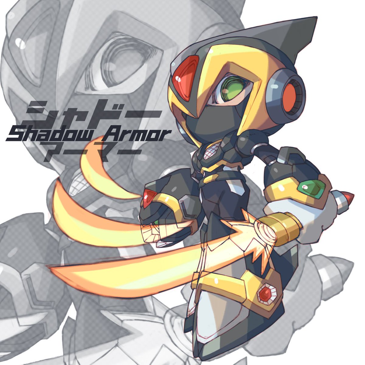 1boy male focus green eyes zoom layer solo chibi helmet  illustration images
