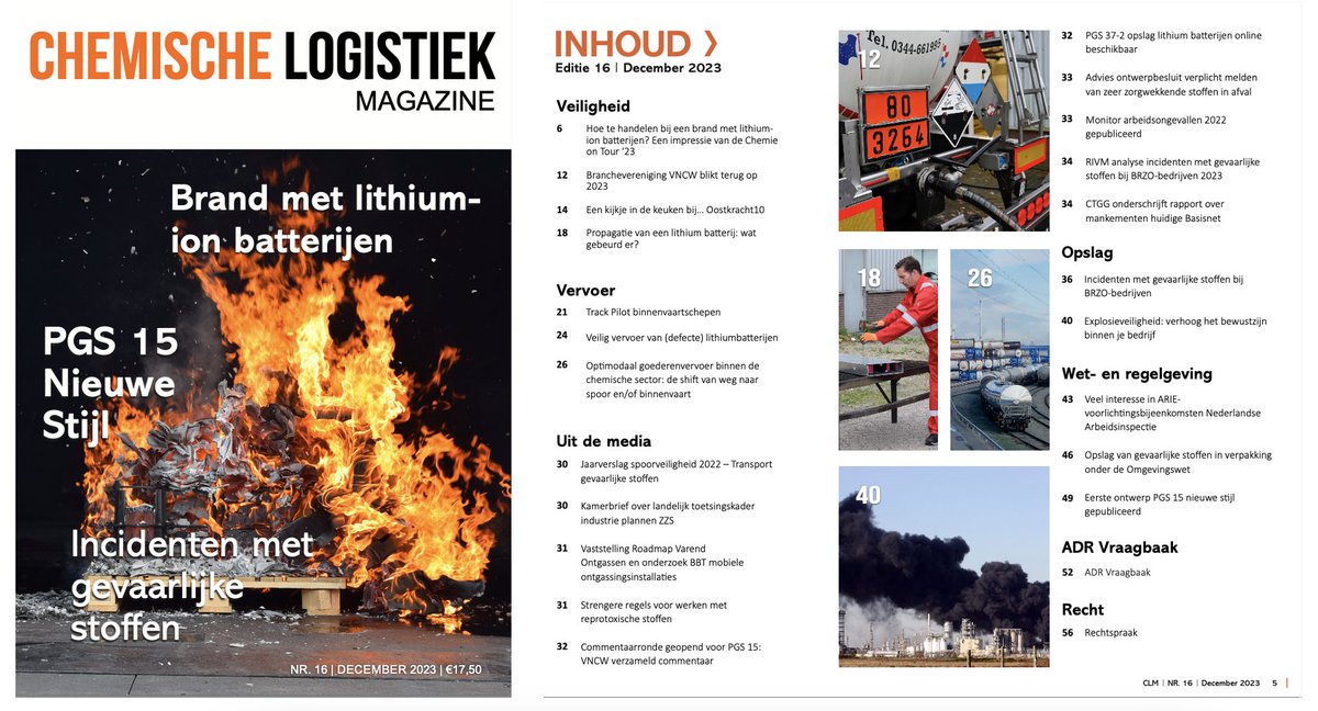ChemischeLog_'s tweet photo. De december-editie van CLM is nu beschikbaar! Leer meer over explosieveiligheid, de PGS 15 Nieuwe stijl, veilig omgaan met lithium batterijen, opslag van gevaarlijke stoffen onder de Omgevingswet en nog veel meer. Wordt nu abonnee: https://t.co/LADpSKXlnK
#gevaarlijkestoffen https://t.co/0ZjESzTgAW