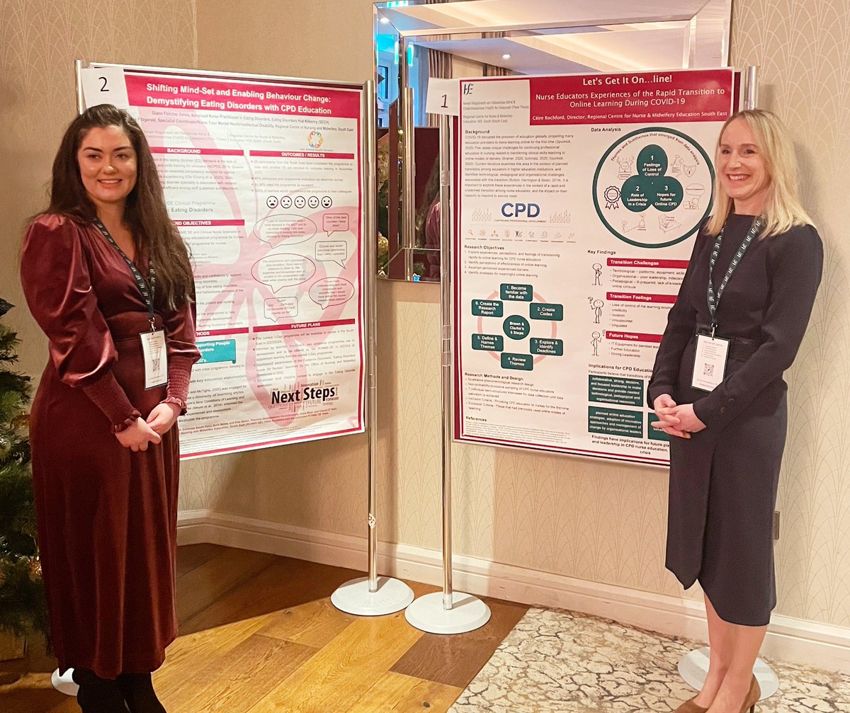 Our Director, Ceire Rochford & Rebecca Fitzgerald, Specialist Coordinator presenting posters at the @NurMidONMSD Inaugural National Education Conference 'Celebrating 21 Years of Nursing & Midwifery Education' #ONMSDNEC2023 @CeireRochford @RebeccaC90 @NMPDUKilkenny