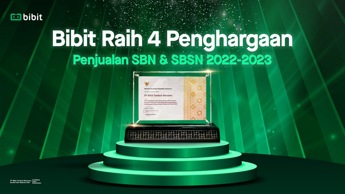 2 Tahun Menjadi Mitra Distribusi Penjualan SBN & SBSN, Bibit raih 4 penghargaan sekaligus dari DJPPR Kementerian Keuangan RI 🏆 🎉