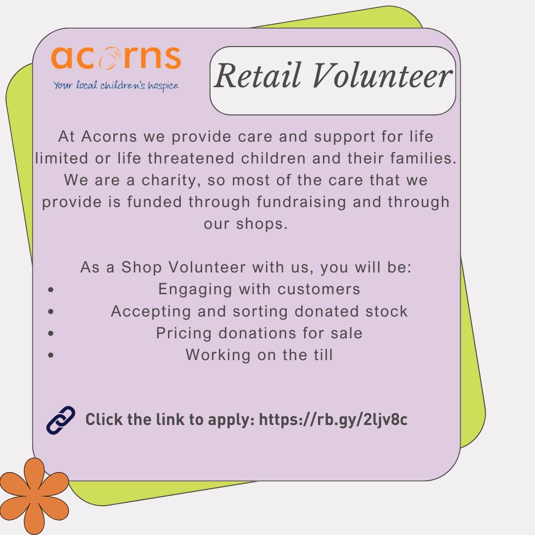 📢Volunteering Opportunity

🚨 A great opportunity to gain volunteering experience in the retail sector.

🔗 Click the link to apply : rb.gy/2ljv8c