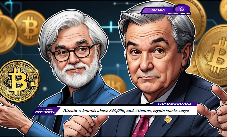 CryptoNewsD2's tweet photo. Bitcoin rebounds above $43,000, and altcoin , crypto stocks surge

Cardano’s #ADA, Avalanche’s AVAX and Injective’s INJ tokens led #altcoin  gains as risk assets rallied on dovish Fed. 

The #Fed  predicts interest rate cuts next year https://t.co/JW1DiXnkmc