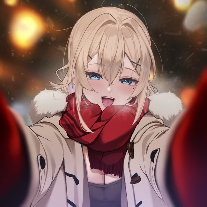 ほっぺた温めてくれる女絵師  素材お借りしました🙏