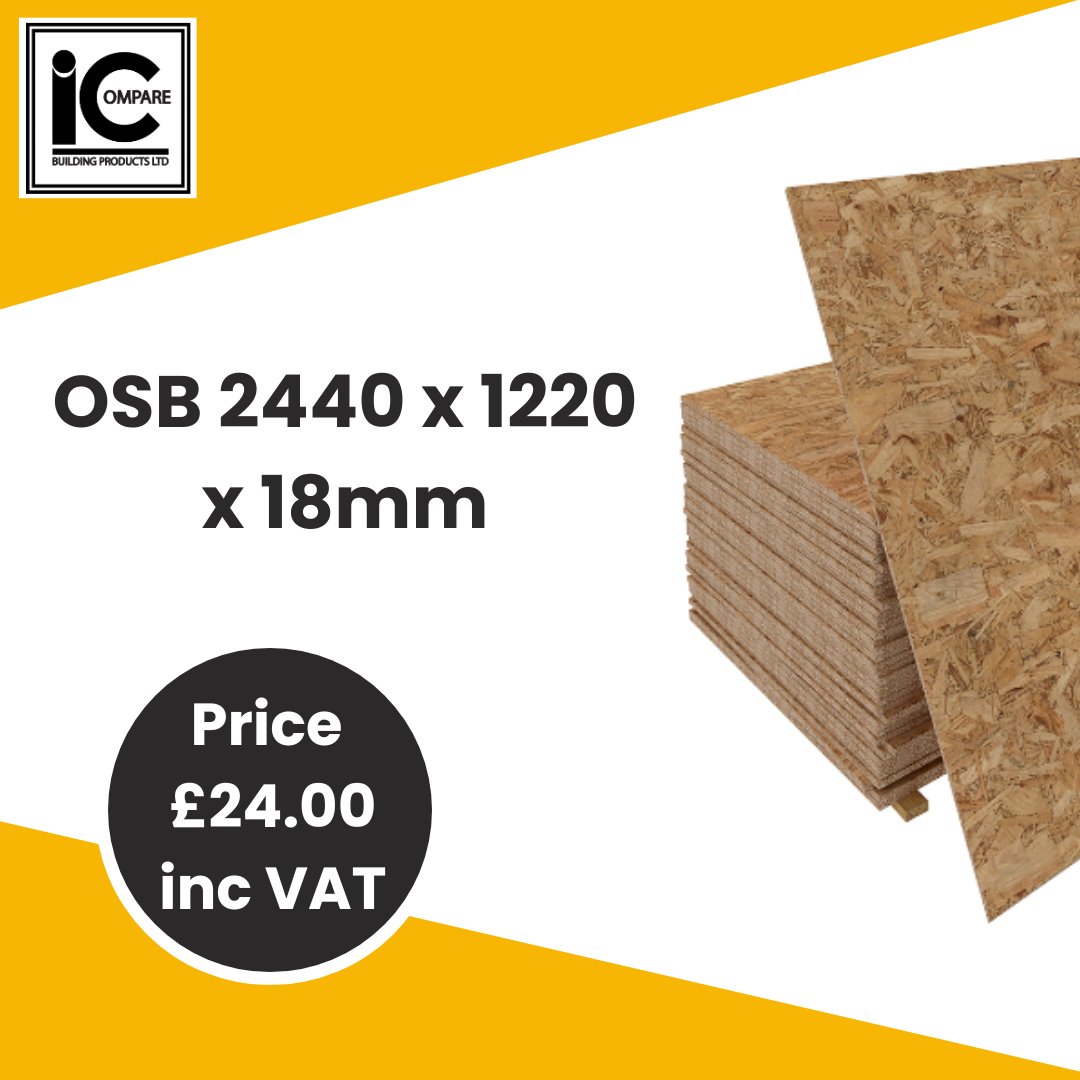 📷 SALE ALERT! 📷
OSB 2440 x 1220 x 18mm
WAS £27.60 NOW £24.00 inc VAT
Order online today shop.icbpltd.com
#25mmgradebpir #woodwork #woodworking #pir #sheffield #madeinsheffield