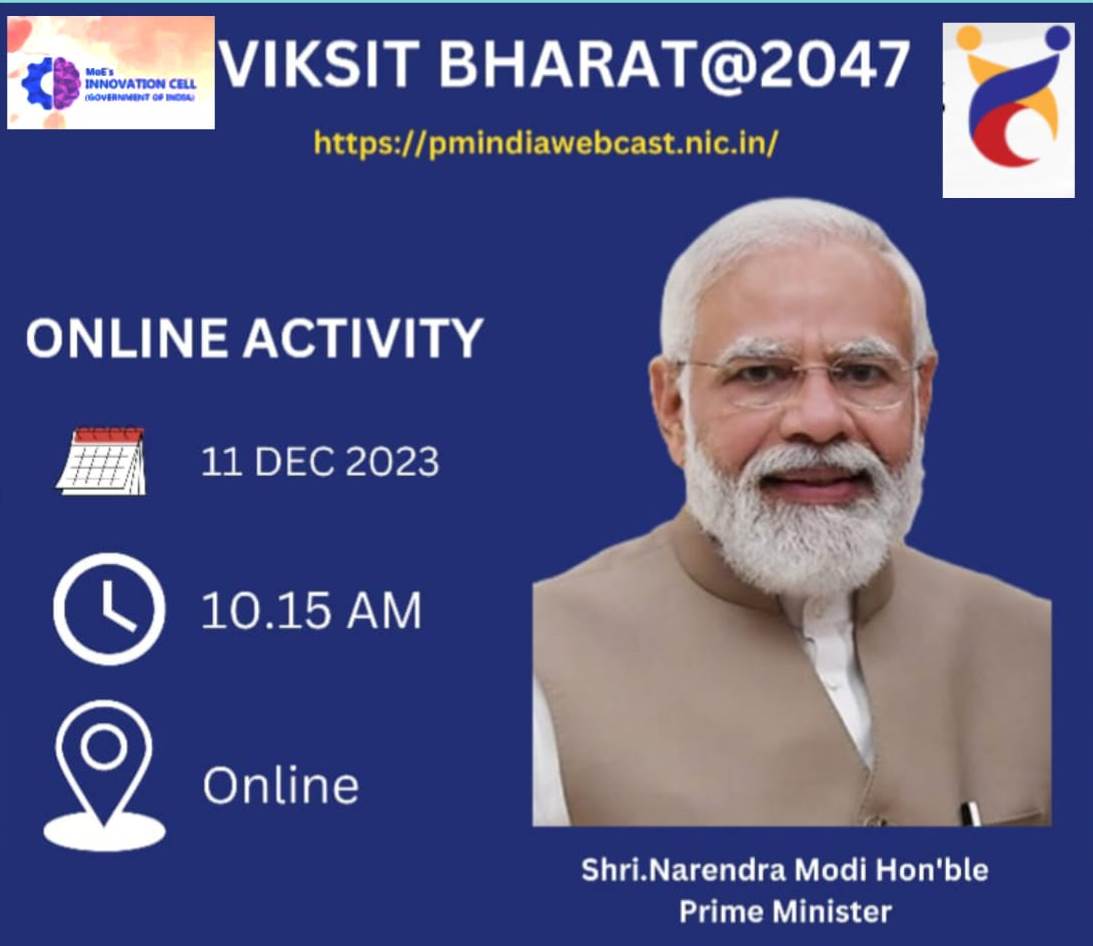 COPCNashik's tweet photo. Glimpses of the Inaugural Session of Viksit Bharat @2047 by Hon'ble Prime Minister Shri Narendra Modi took place on 11th December2023.
#Ideas4ViksitBharat
#MIC #AICTE
#InstitutionInnovationCouncil
#copcnashik
#pravarapres
#pravara https://t.co/P8KqJpTqQ8