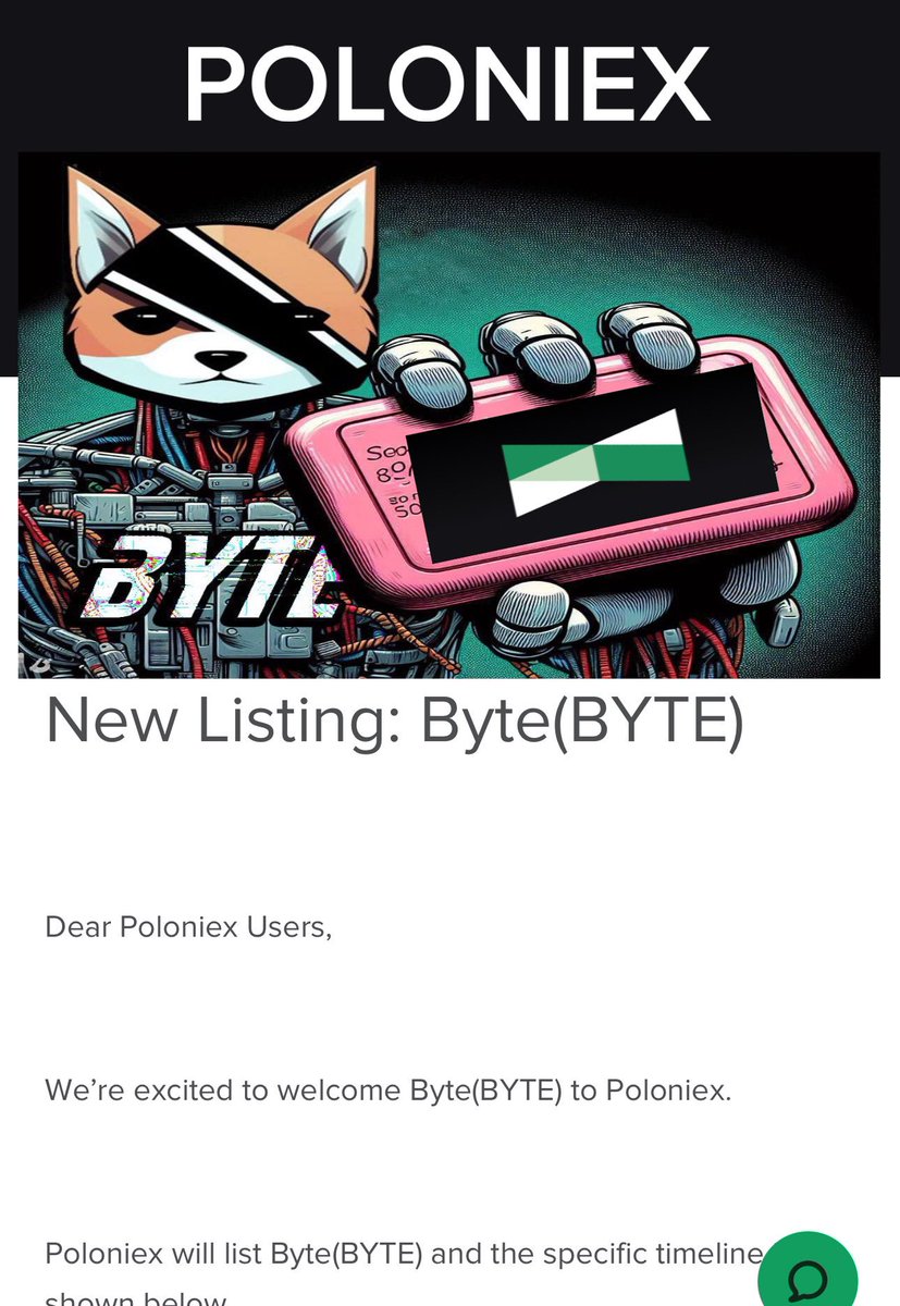 Byte_Erc20_'s tweet photo. $BYTE listing on @Poloniex 

https://t.co/rAH1hl47wE https://t.co/sG0VDb4BfS