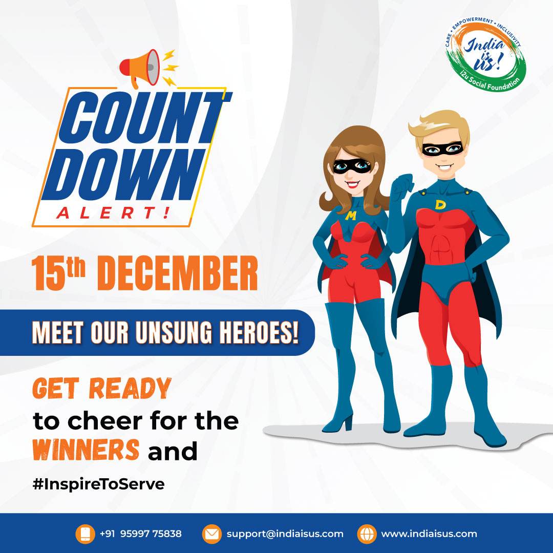 IndiaIsUs's tweet photo. Get set to applaud our champions of selflessness! Stay tuned for the big reveal on Dec 15th. Join us in celebrating their incredible impact!#InspireToServe #countdownalert #winnerannouncement #volunteering #letsdogoodinitiative #ngo2023 #socialgood #socialactivity #charity #i2u https://t.co/qQeHaor4Jj