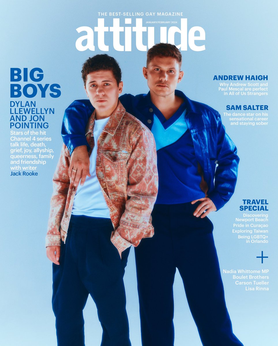 Such an honour to be on the cover of the January / February issue of @AttitudeMag with @Djllewellyn chatting about #BigBoys series 2 with daddy (@jackrooke) read the interview & order your copy now 👉 tinyurl.com/yhj8td4t