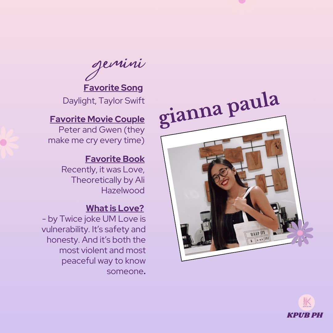 kpubph's tweet photo. Get To Know: Gianna Sibal, the author of "And Then You"

Follow her on her social media accounts
Wattpad: arrowheads
Twitter: arrowheadswp
Facebook: Arrowheads Wp
Kumu: arrowheads
Instagram: gianna.sibal

Preorder And Then You: https://t.co/ffCJSiMntW

#AuthoroftheWeek https://t.co/BUE9GSZwET