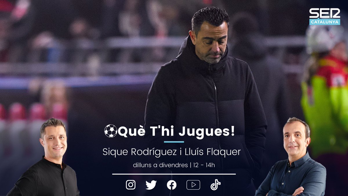 🎙️ Ara comença el #QuèThiJugues amb Sique Rodríguez i <a href="/LluisFlaquer/">Lluís Flaquer</a>!

❌ La derrota del Barça a la Champions

🔎 L'anàlisi de <a href="/lluiscarreras7/">lluiscarreras7</a> i <a href="/Juligv_8/">Juli Garcia</a> 

🧑‍🍳 Fermí Puig i <a href="/JacasJordi/">Jordi Jacas Ballesta</a>, xefs molt propers al Barça

▶️ A <a href="/SERCatalunya/">SER CATALUNYA</a>

cadenaser.com/sercat/
